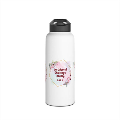 Personalized Initial Quote Floral Frame Stainless Steel Water Bottle