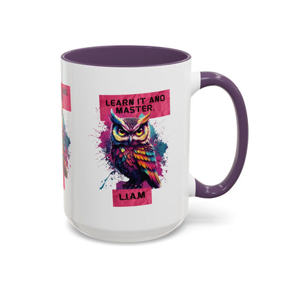 Personalized Initial Owl Accent Coffee Mug