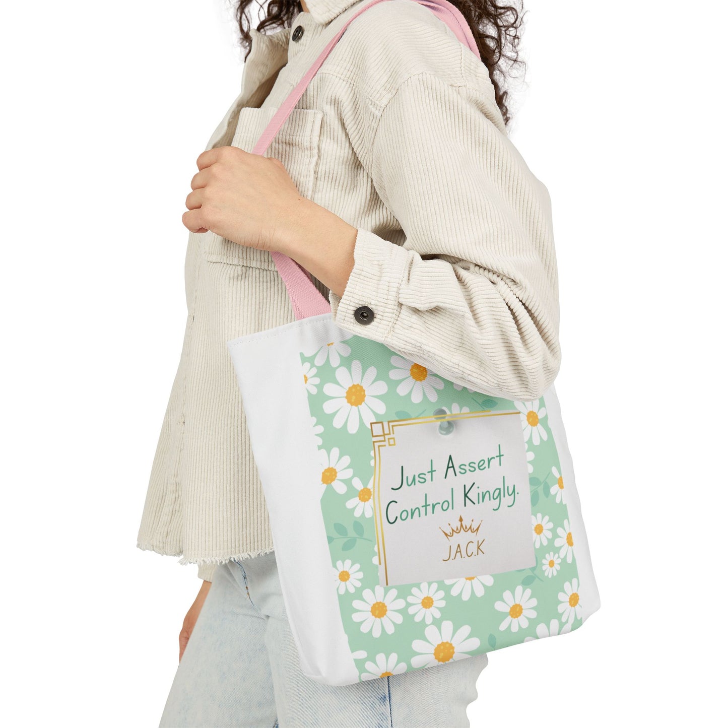 Personalized Initial Quote Floral Inspirational Canvas Tote Custom Name