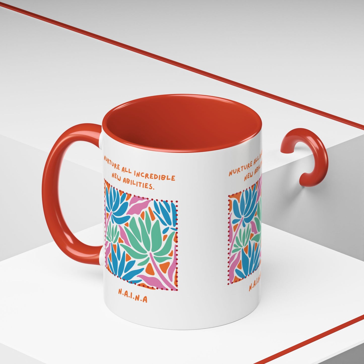 Personalized Initial Floral Momentum Accent Coffee Mug