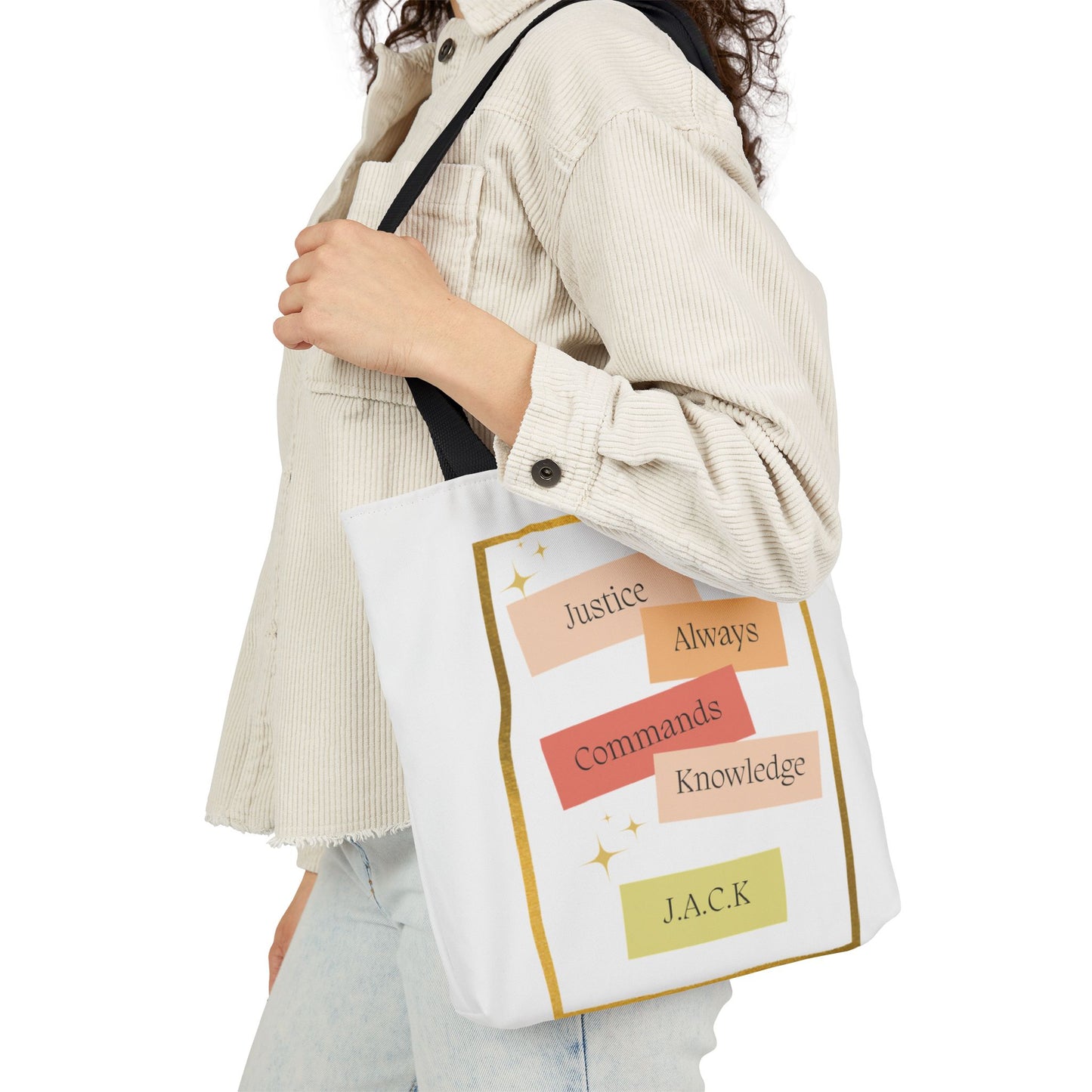 Personalized Initial Quote Inspirational Canvas Tote Custom Name