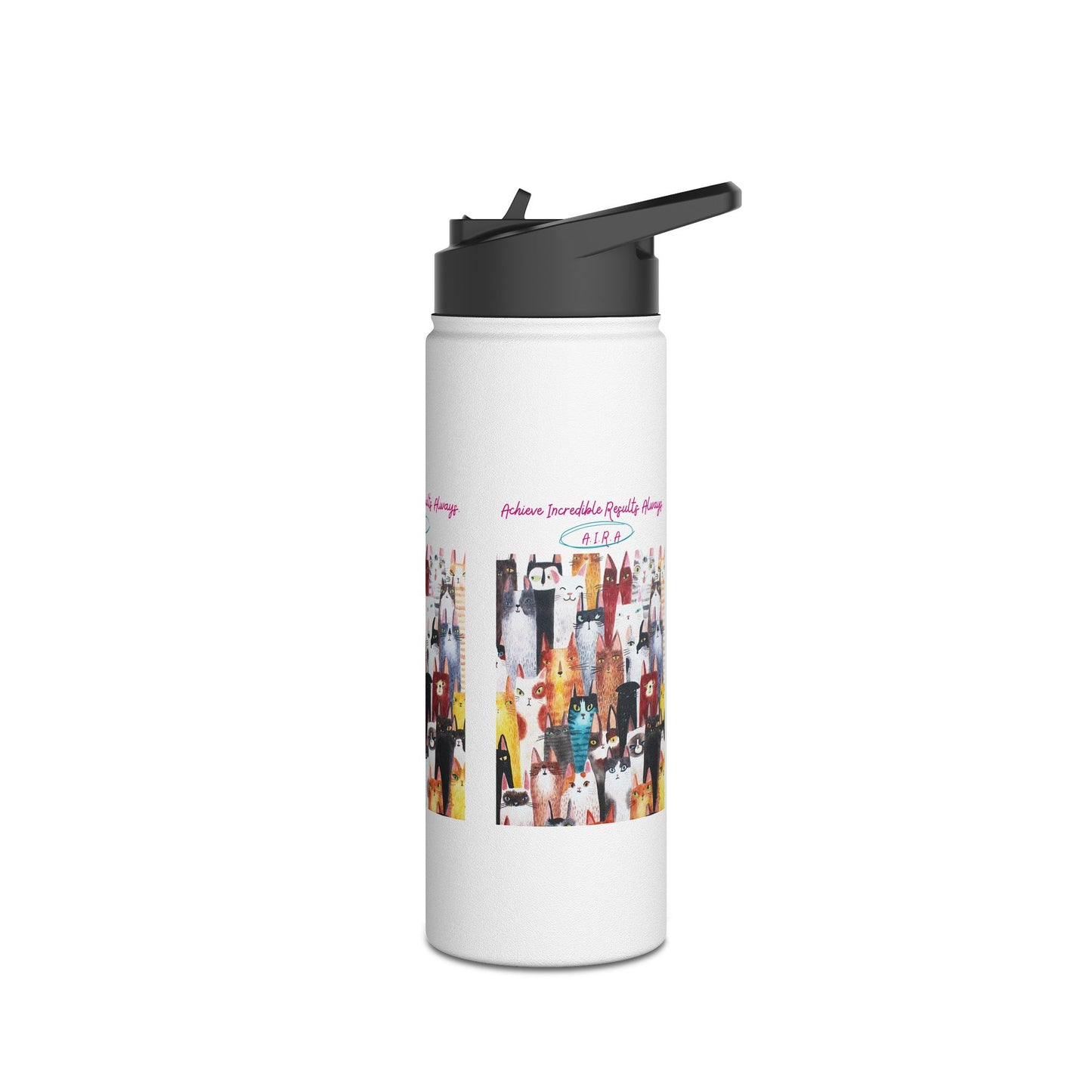 Personalized Initial Quote Cat Collage Stainless Steel Water Bottle