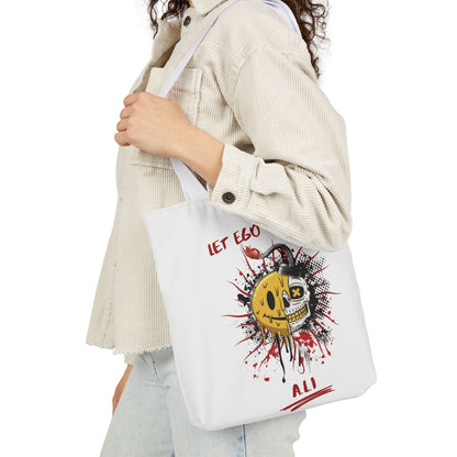 Personalized Initial Quote Split Smile Skull Canvas Tote Custom Name