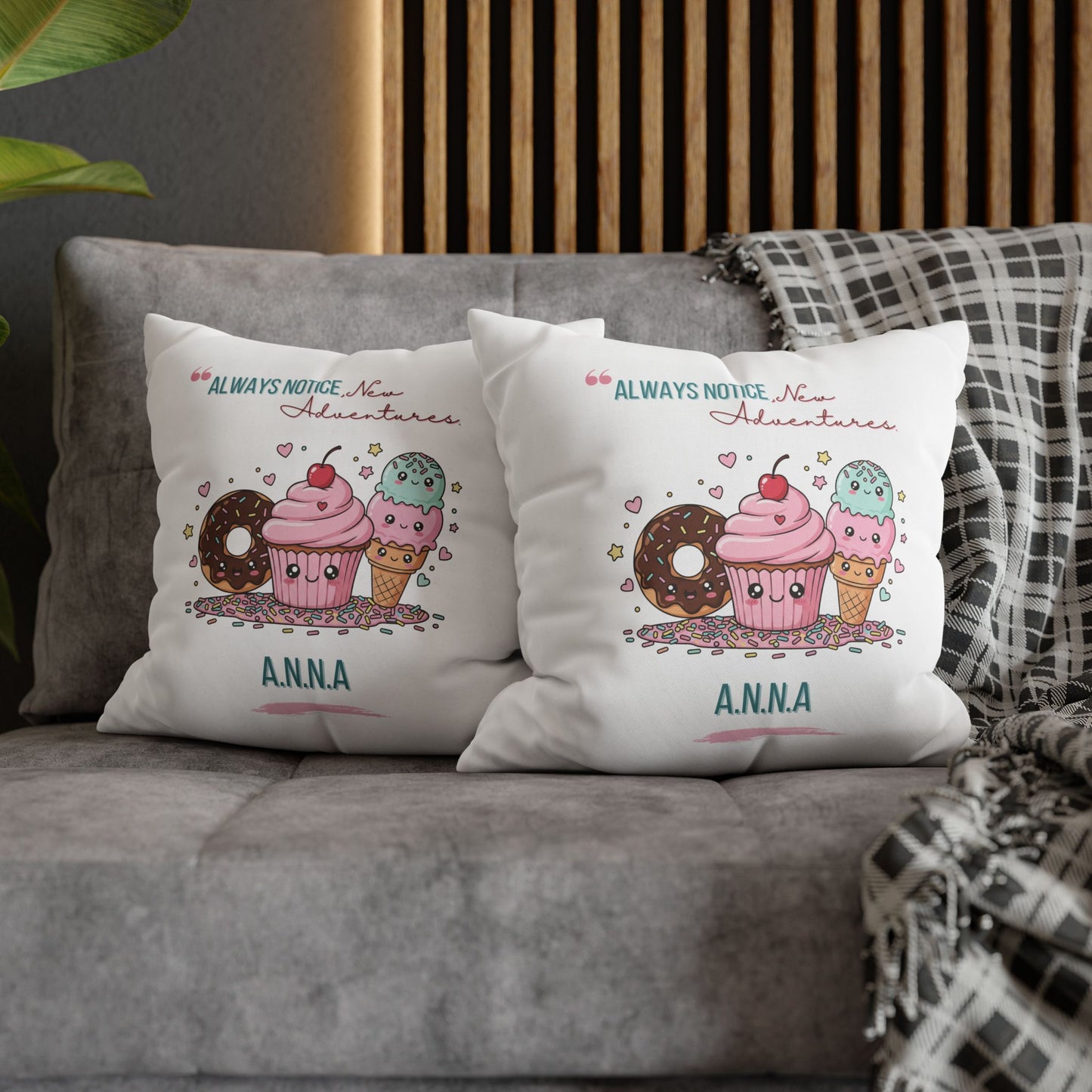 Personalized Initial Quote Sweet Treat — Custom Sayings on Square Poly Canvas Pillowcase