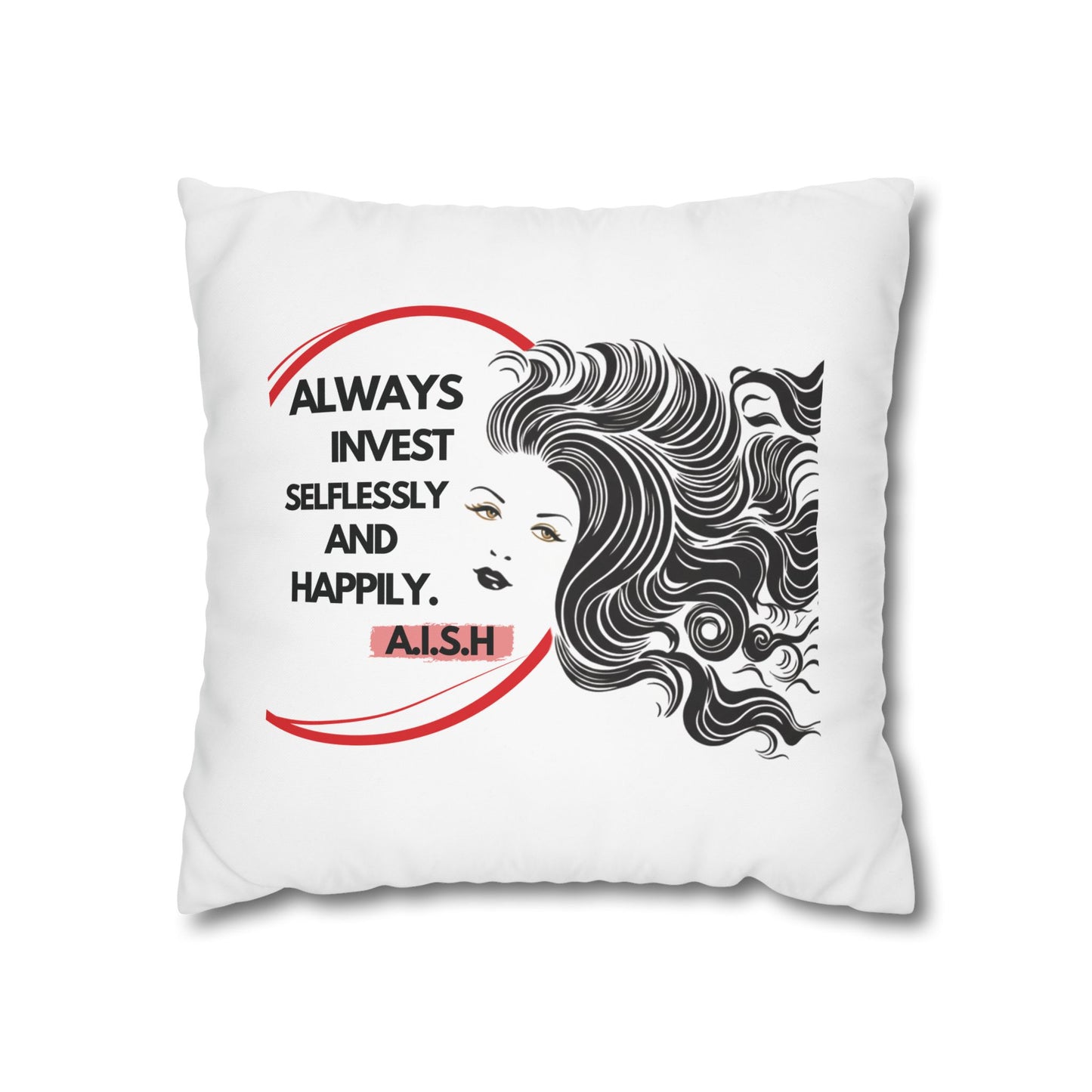 Personalized Initial Quote Inspirational Girl — Custom Sayings on Square Poly Canvas Pillowcase