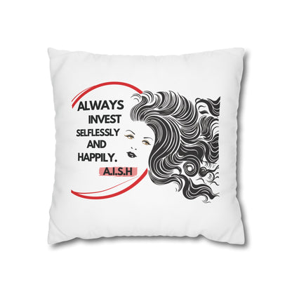 Personalized Initial Quote Inspirational Girl — Custom Sayings on Square Poly Canvas Pillowcase