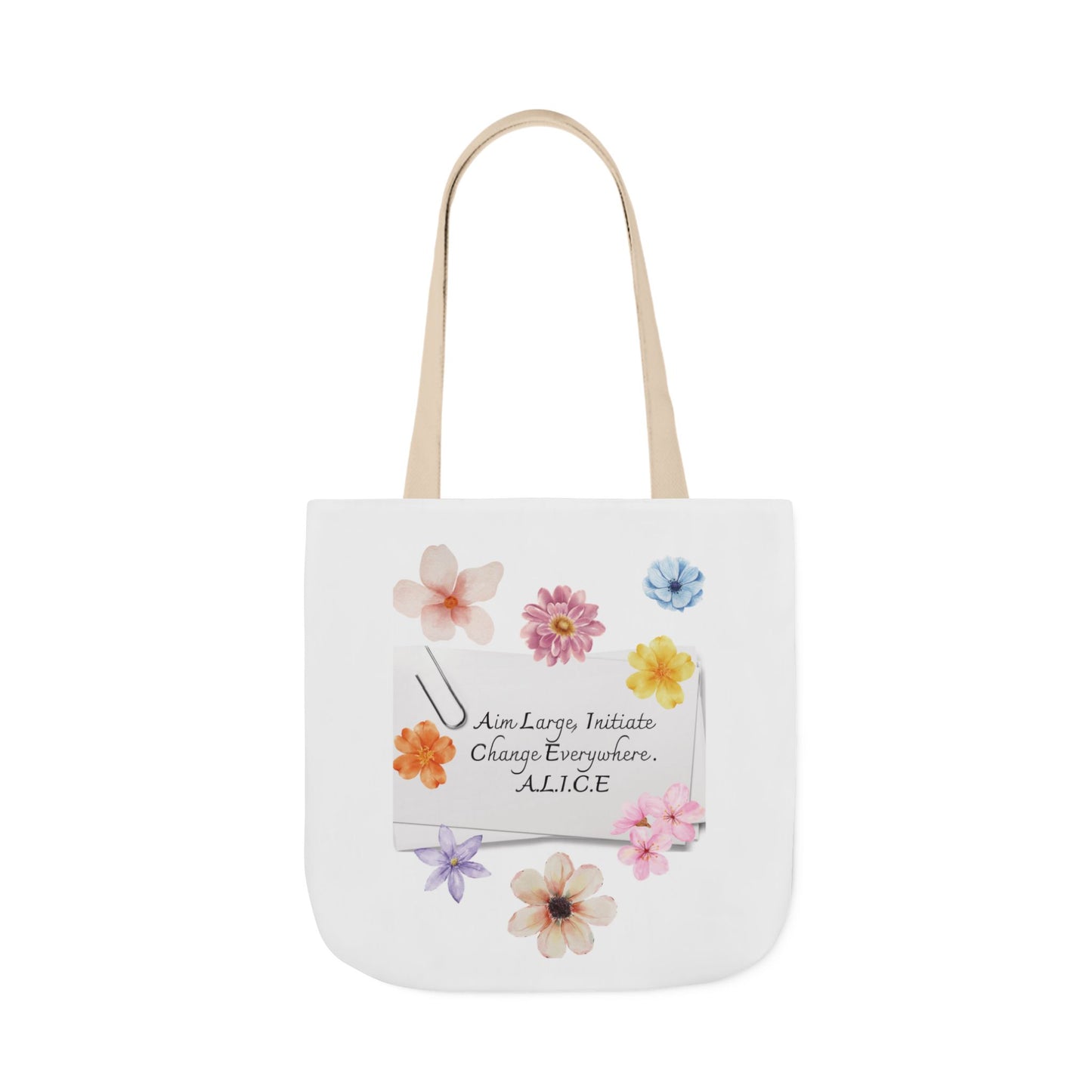 Personalized Initial Quote Floral Clip Canvas Tote Custom Name