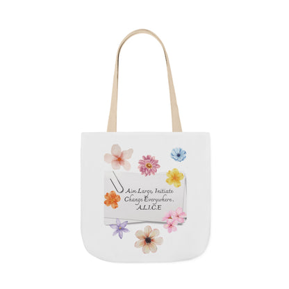 Personalized Initial Quote Floral Clip Canvas Tote Custom Name