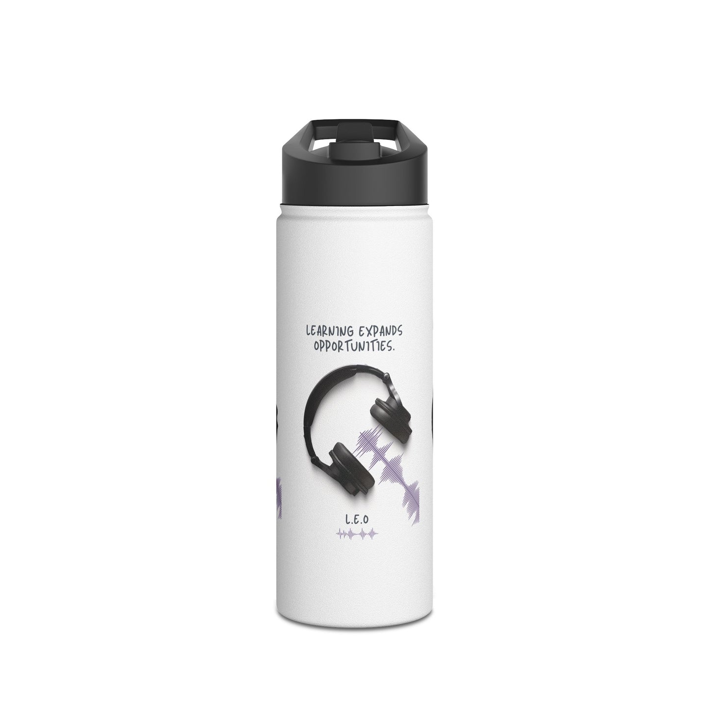 Personalized Initial Quote Headphones Stainless Steel Water Bottle