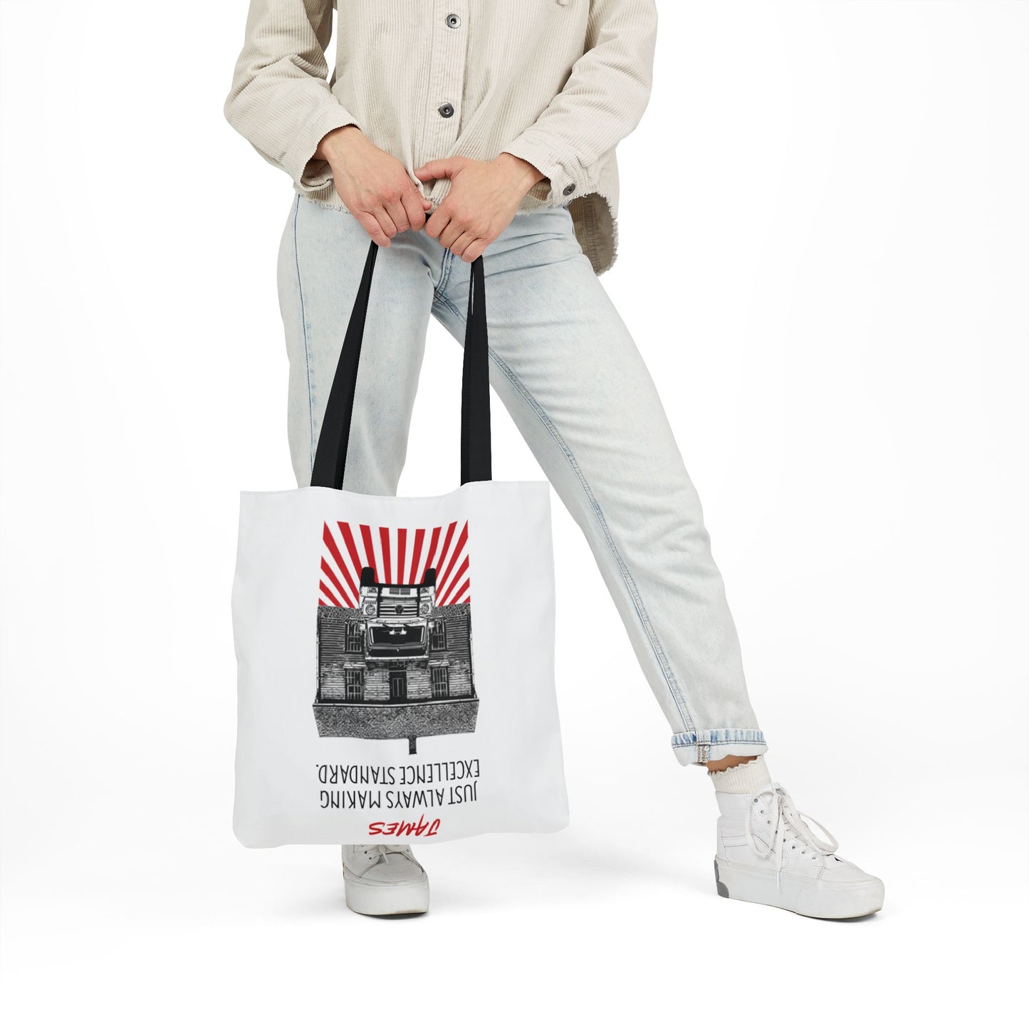 Personalized Initial Quote Vintage Car Canvas Tote Custom Name