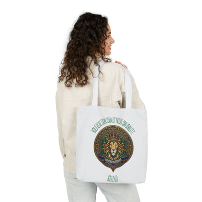 Personalized Initial Quote Circle Lion Canvas Tote Custom Name