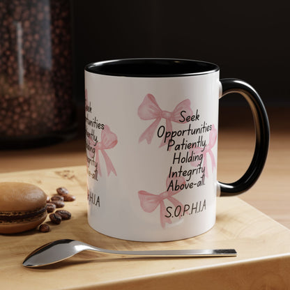 Personalized Pink Bow Accent Coffee Mug