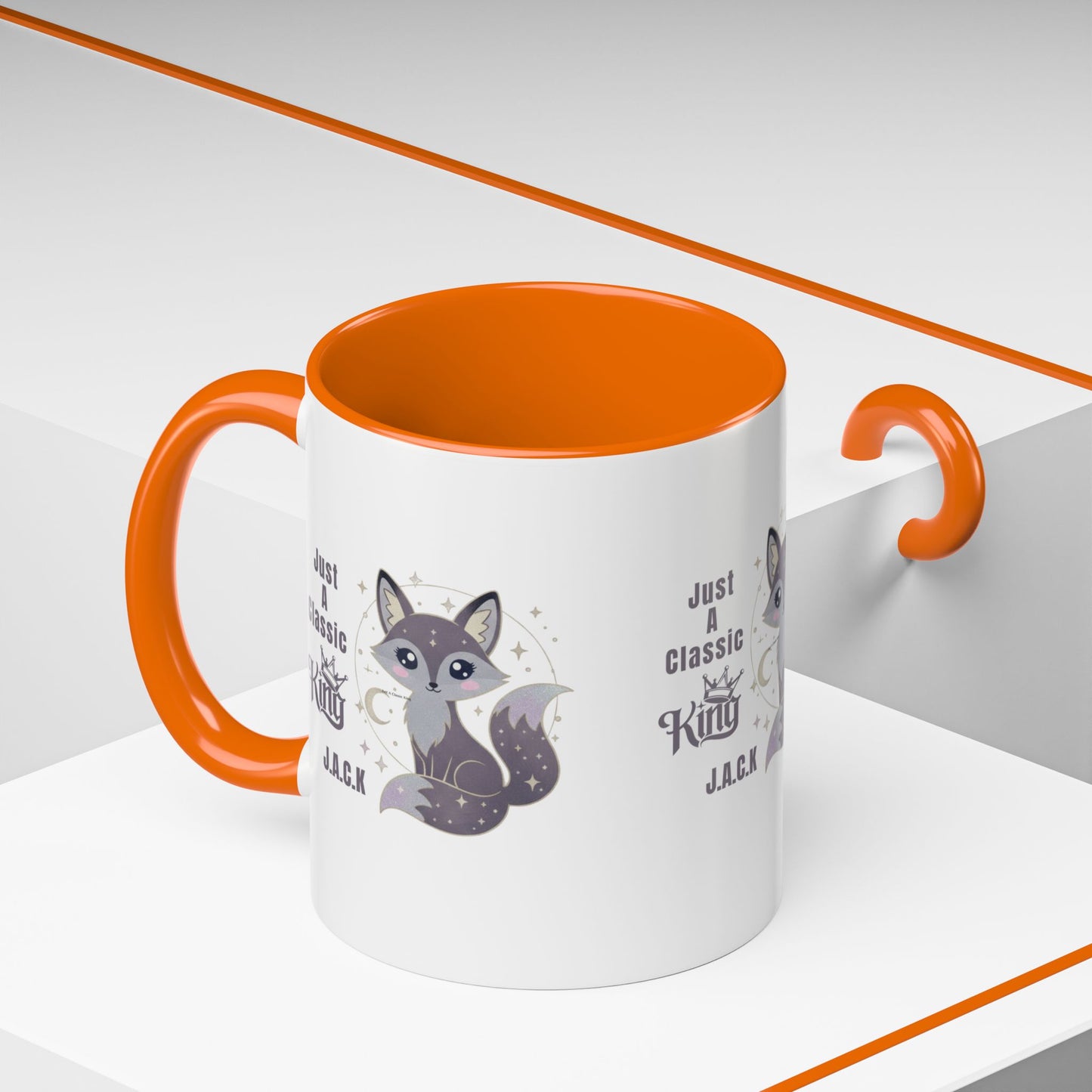 Personalized Initial Fox King Accent Coffee Mug