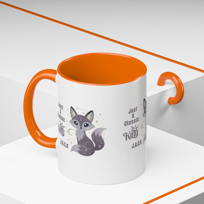 Personalized Initial Fox King Accent Coffee Mug