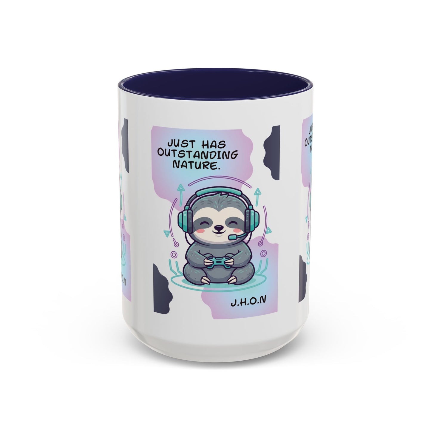 Personalized Initial Sloth Gamer Accent Coffee Mug