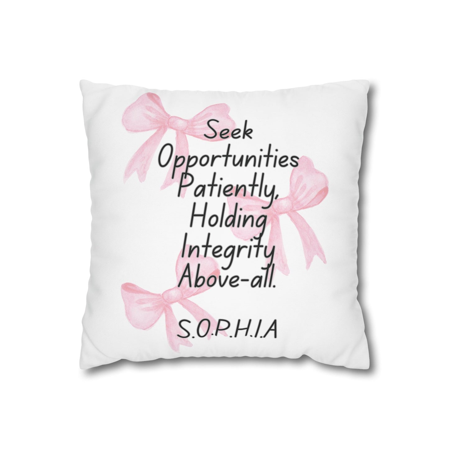Customized monogrammed pillowcase with personalized quote. High-quality poly canvas square cushion cover, ideal for housewarming, wedding, or anniversary gifts with bespoke text.