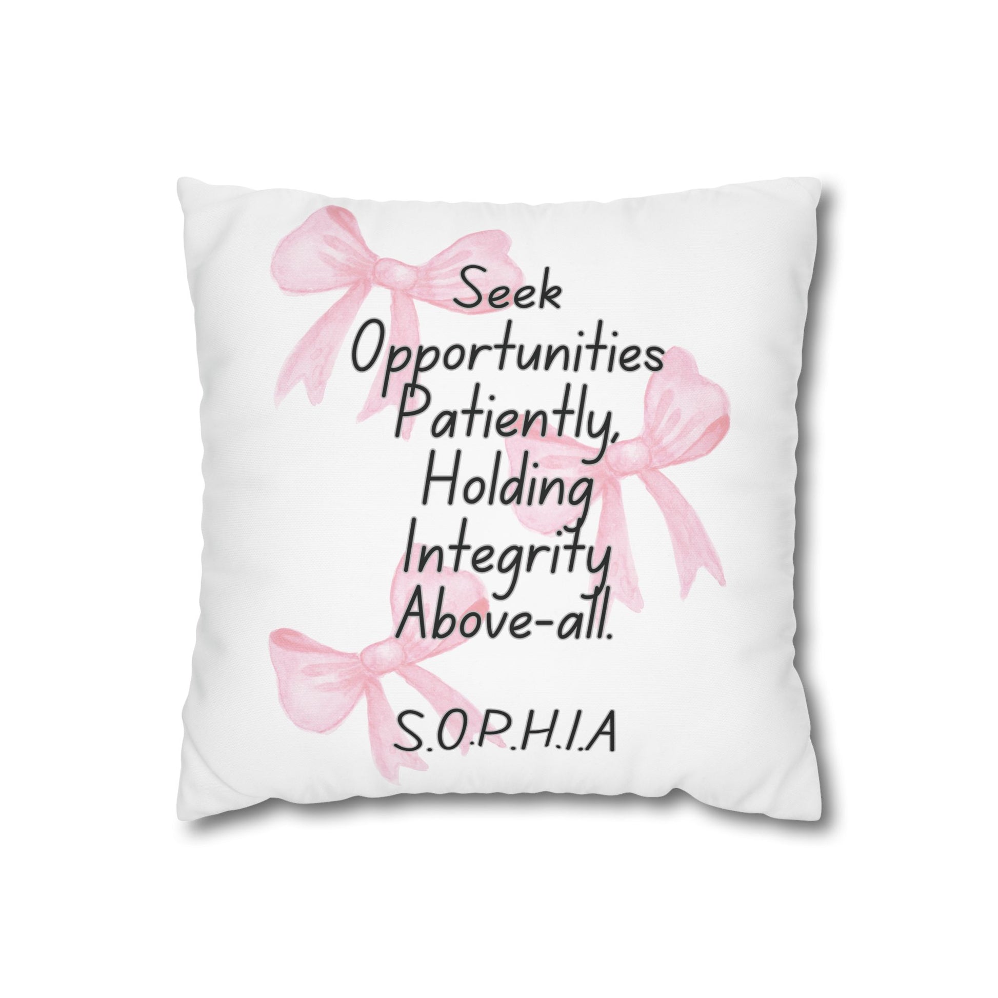 Customized monogrammed pillowcase with personalized quote. High-quality poly canvas square cushion cover, ideal for housewarming, wedding, or anniversary gifts with bespoke text.