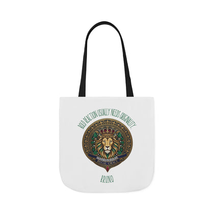 Personalized Initial Quote Circle Lion Canvas Tote Custom Name