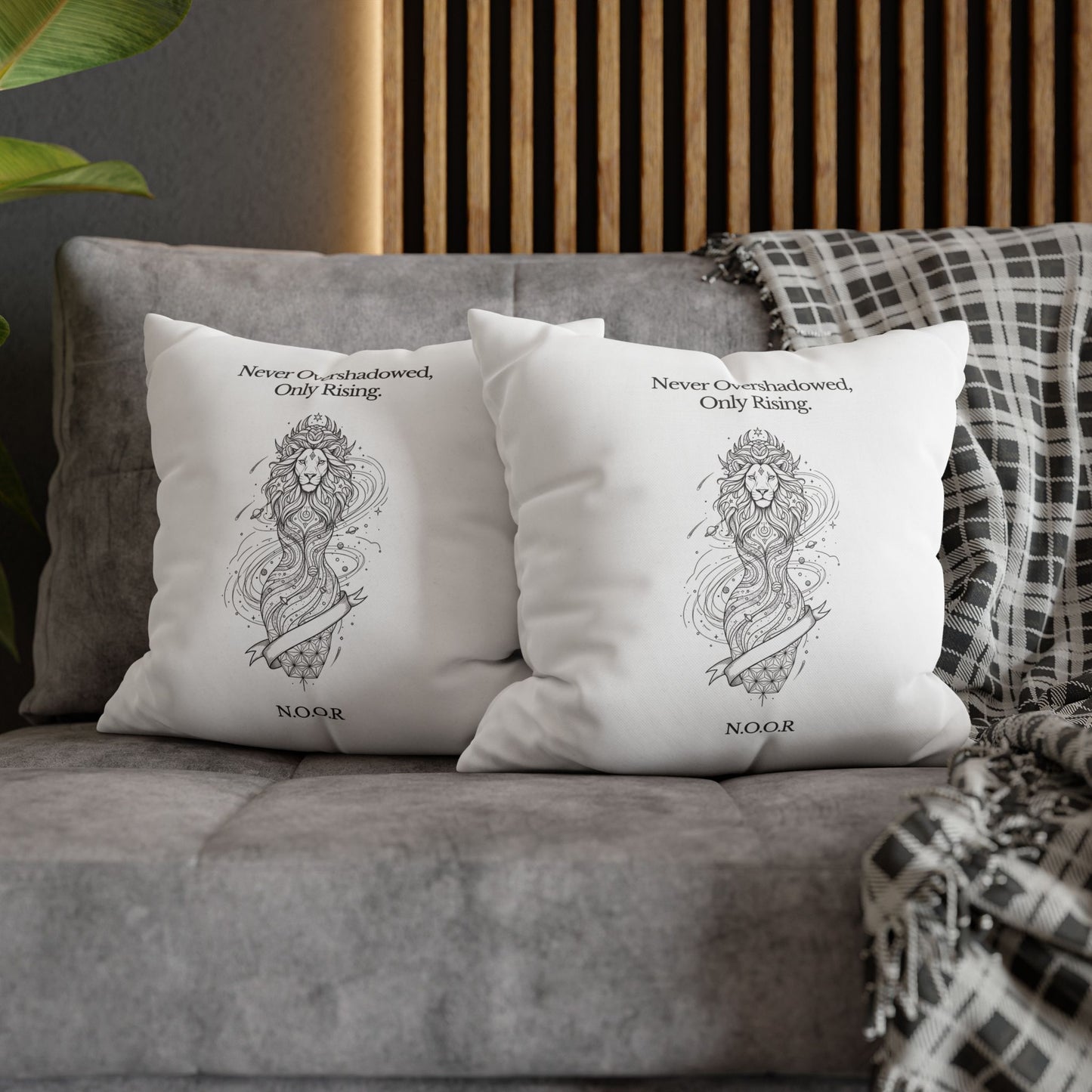 Personalized Initial Quote Girl Lion — Custom Sayings on Square Poly Canvas Pillowcase