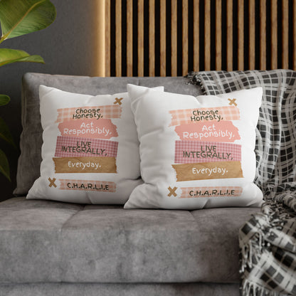 Personalized Initial Quote Note Steps — Custom Sayings on Square Poly Canvas Pillowcase