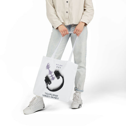 Personalized Initial Quote Headphones Canvas Tote Custom Name