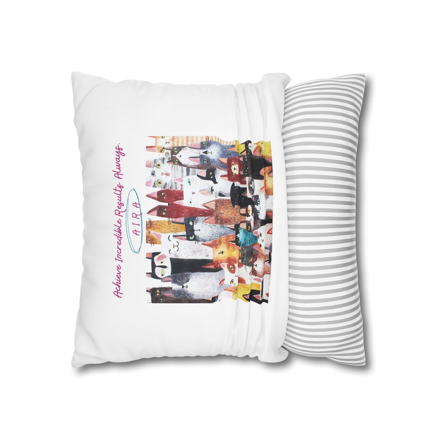 Personalized Initial Quote Cat Collage — Custom Sayings on Square Poly Canvas Pillowcase