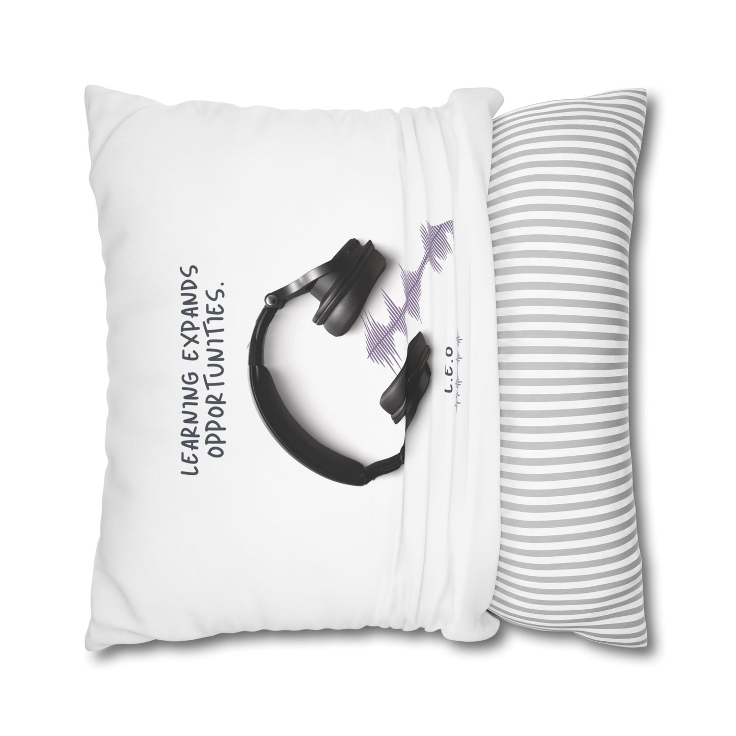 Personalized Initial Quote Headphone — Custom Sayings on Square Poly Canvas Pillowcase