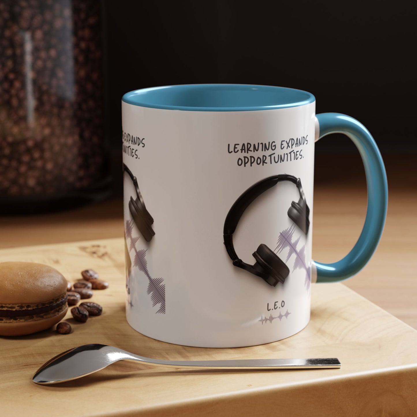 Personalized Initial Headphones Accent Coffee Mug