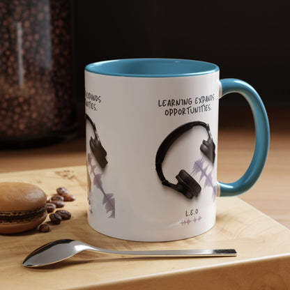 Personalized Initial Headphones Accent Coffee Mug