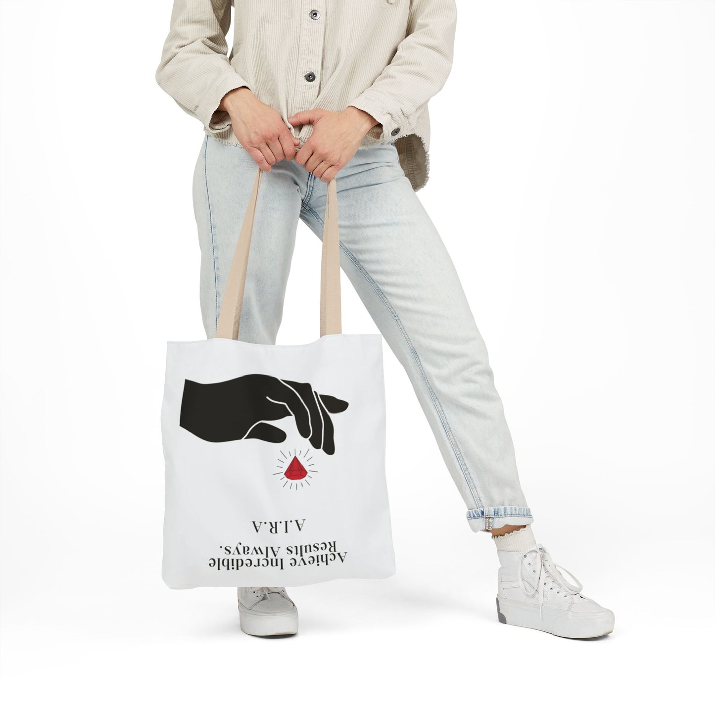 Personalized Initial Quote Gem Hand Canvas Tote Custom Name