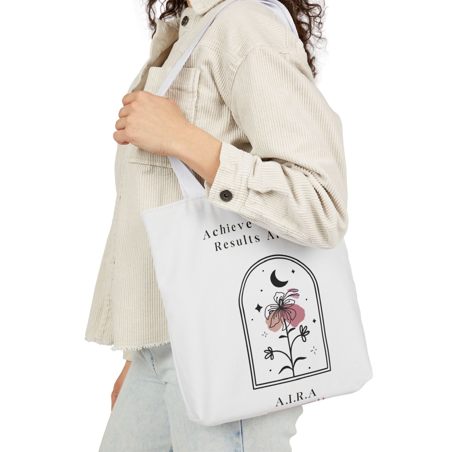 Personalized Initial Quote Floral Moon Canvas Tote Custom Name