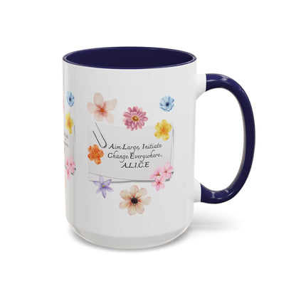 Personalized Floral Clip Note Accent Coffee Mug