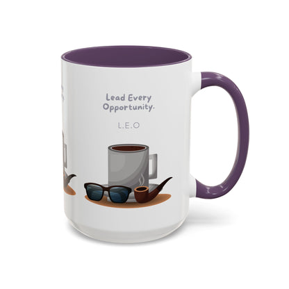 Personalized Initial Coffee and Sunglasses Accent Coffee Mug