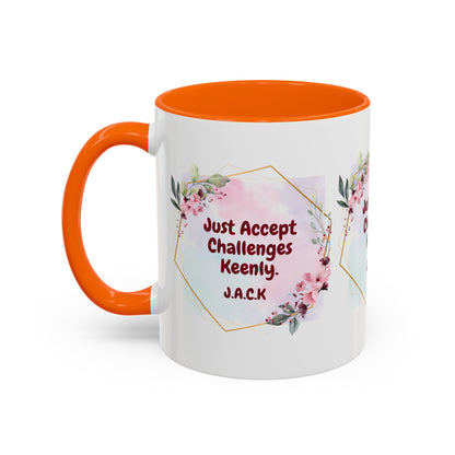 Personalized Floral Frame Accent Coffee Mug