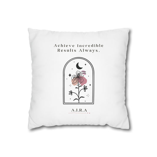 Customized monogrammed pillowcase with personalized quote. High-quality poly canvas square cushion cover, ideal for housewarming, wedding, or anniversary gifts with bespoke text.