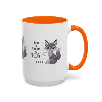 Personalized Initial Fox King Accent Coffee Mug