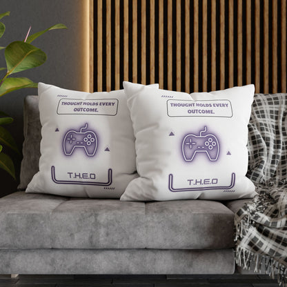 Personalized Initial Quote Game Controller — Custom Sayings on Square Poly Canvas Pillowcase