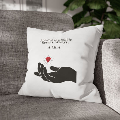 Personalized Initial Quote Gem Hand — Custom Sayings on Square Poly Canvas Pillowcase