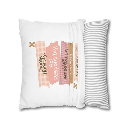 Personalized Initial Quote Note Steps — Custom Sayings on Square Poly Canvas Pillowcase