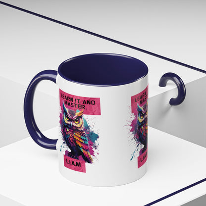 Personalized Initial Owl Accent Coffee Mug