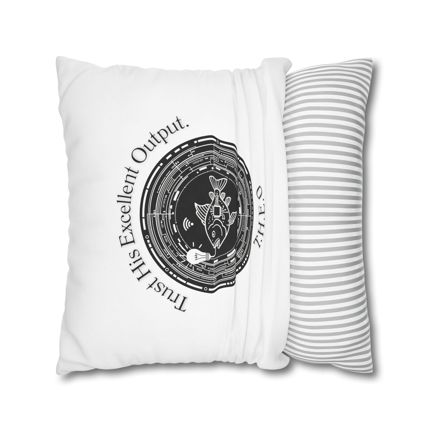 Personalized Initial Quote Fish — Custom Sayings on Square Poly Canvas Pillowcase