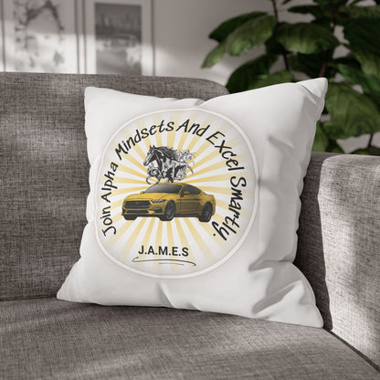 Personalized Initial Quote Horse Car — Custom Sayings on Square Poly Canvas Pillowcase