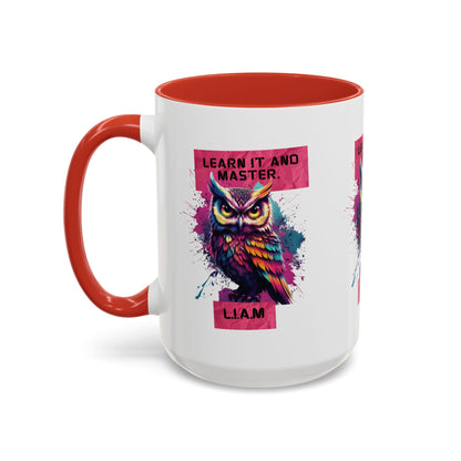 Personalized Initial Owl Accent Coffee Mug