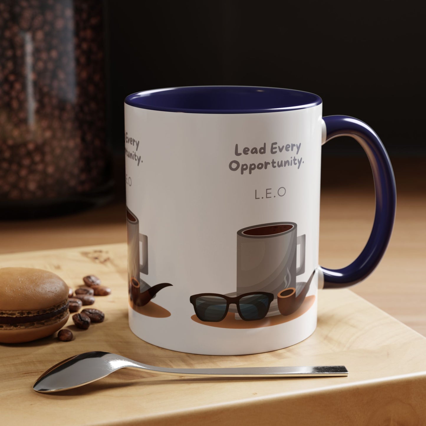 Personalized Initial Coffee and Sunglasses Accent Coffee Mug