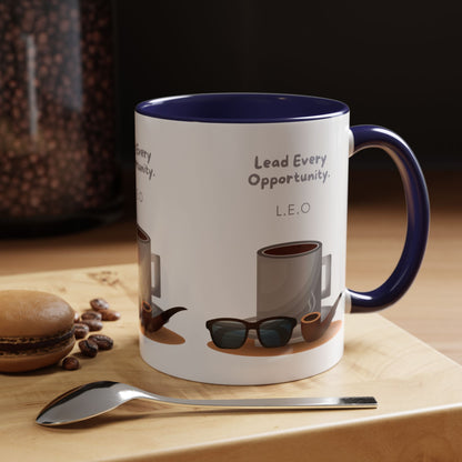 Personalized Initial Coffee and Sunglasses Accent Coffee Mug