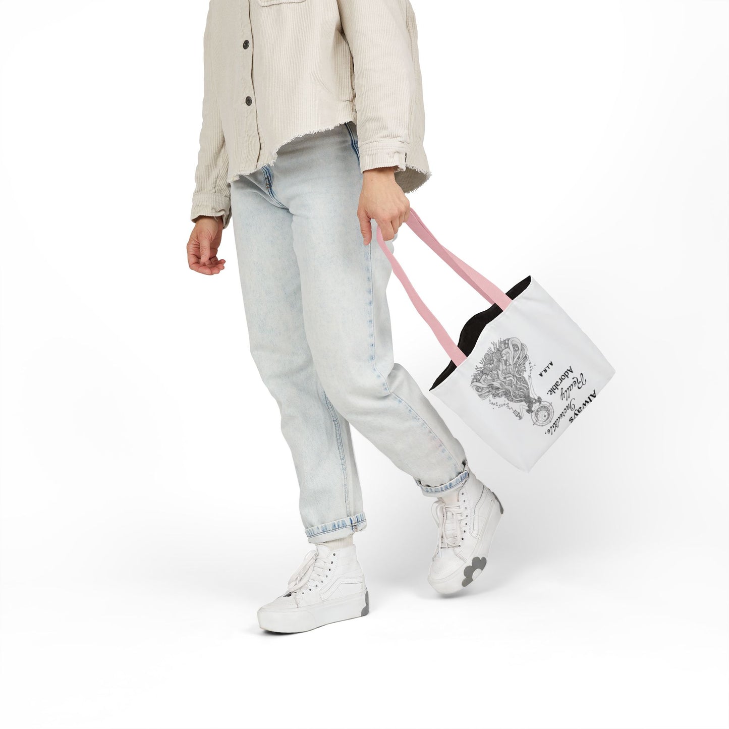 Personalized Initial Quote Light Girl Canvas Tote Custom Name