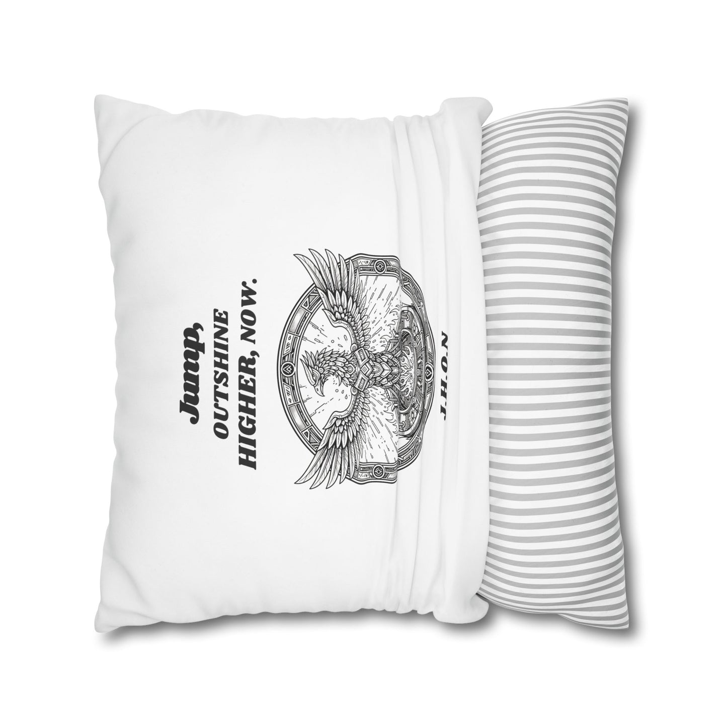 Personalized Initial Quote Circled Eagle — Custom Sayings on Square Poly Canvas Pillowcase