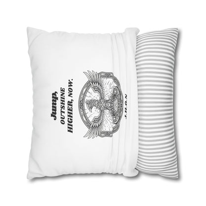 Personalized Initial Quote Circled Eagle — Custom Sayings on Square Poly Canvas Pillowcase