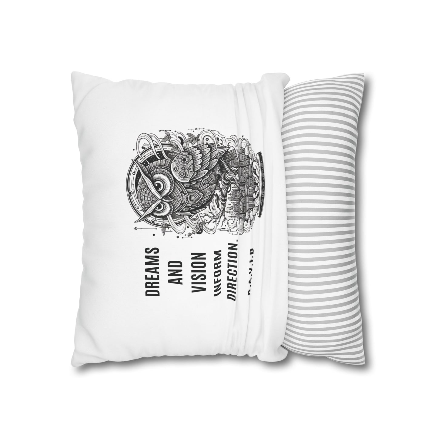Personalized Initial Quote Owl Vision — Custom Sayings on Square Poly Canvas Pillowcase