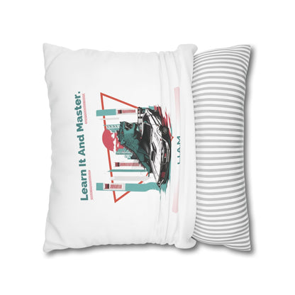 Personalized Initial Quote Dinosaur Car — Custom Sayings on Square Poly Canvas Pillowcase